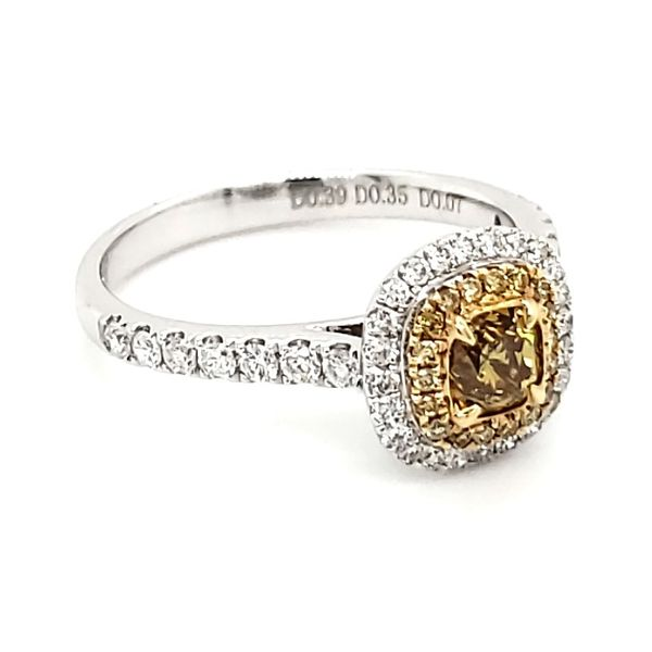 18K White Gold Intense Yellow Diamond Double Halo Fashion Ring Image 2 Quality Gem LLC Bethel, CT