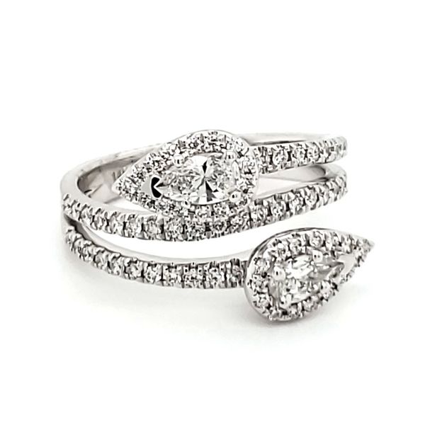 14K White Gold Pear Bipass Diamond Fashion Ring Image 2 Quality Gem LLC Bethel, CT