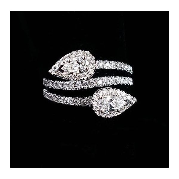 14K White Gold Pear Bipass Diamond Fashion Ring Image 4 Quality Gem LLC Bethel, CT