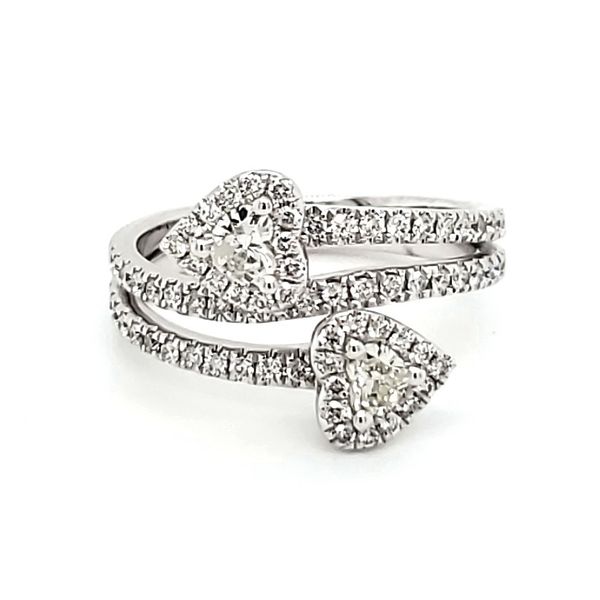 14K White Gold Heart Bypass Diamond Fashion Ring Quality Gem LLC Bethel, CT