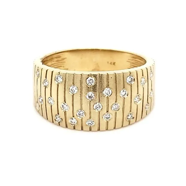 14K Yellow Gold Wide Matt Diamond Fashion Band Quality Gem LLC Bethel, CT