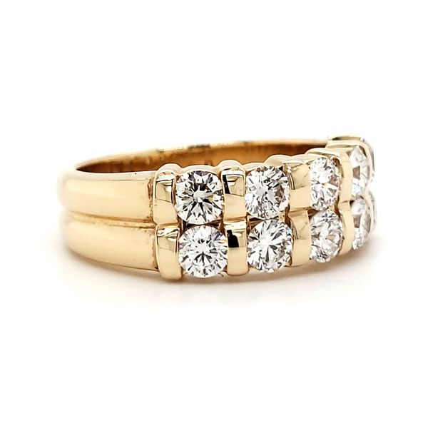 14K Yellow Gold Double Row Bar Set Diamond Fashion Ring Image 2 Quality Gem LLC Bethel, CT