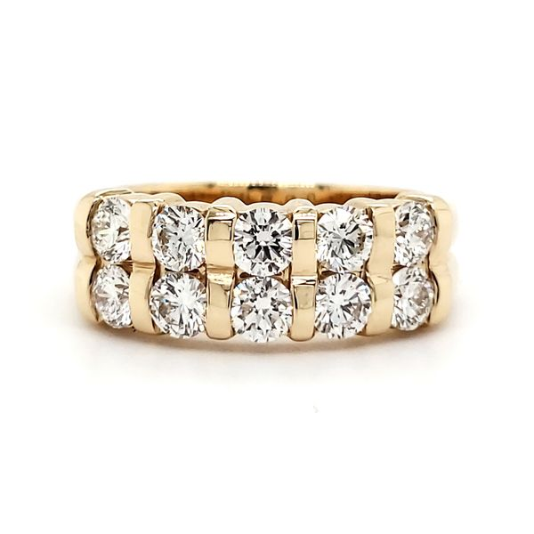 14K Yellow Gold Double Row Bar Set Diamond Fashion Ring Quality Gem LLC Bethel, CT