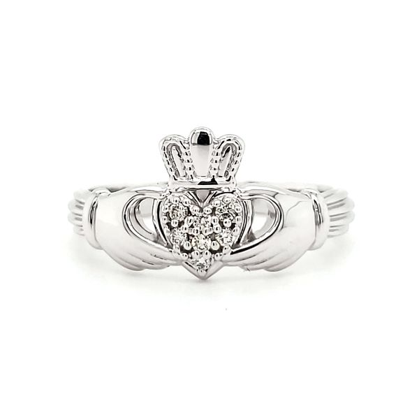 14K White Gold Diamond Claddagh Ring Quality Gem LLC Bethel, CT