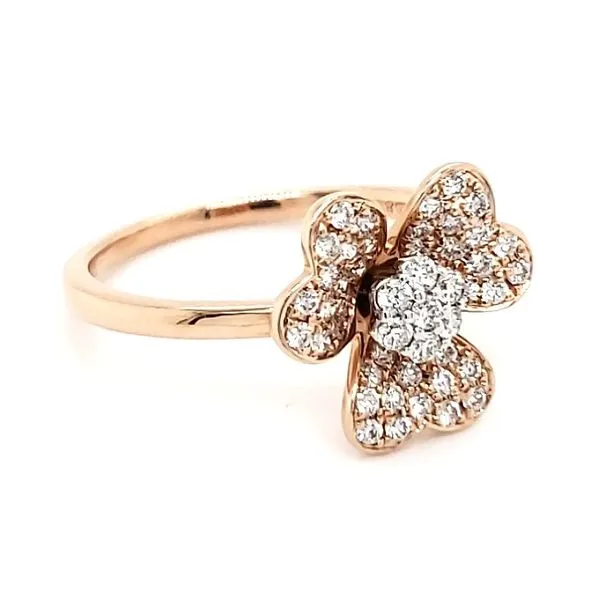 14K Rose Gold Pavé Flower Diamond Fashion Ring Image 2 Quality Gem LLC Bethel, CT