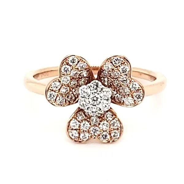 14K Rose Gold Pavé Flower Diamond Fashion Ring Quality Gem LLC Bethel, CT
