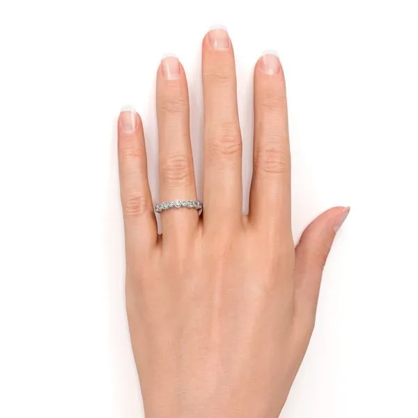 14K White Gold Bezel Stackable Diamond Fashion Band Image 4 Quality Gem LLC Bethel, CT