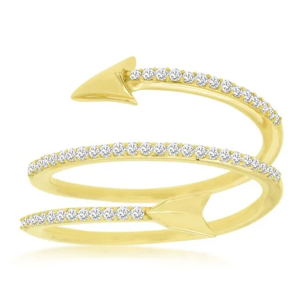 14K Yellow Gold Diamond Arrow Triple Row Wrap Band Quality Gem LLC Bethel, CT