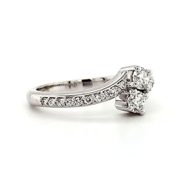 14K White Gold Double Diamond Bypass Fashion Ring Image 2 Quality Gem LLC Bethel, CT