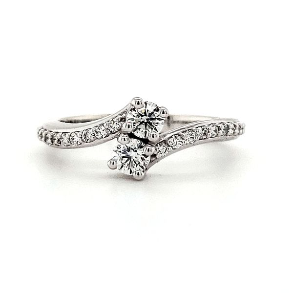 14K White Gold Double Diamond Bypass Fashion Ring Quality Gem LLC Bethel, CT