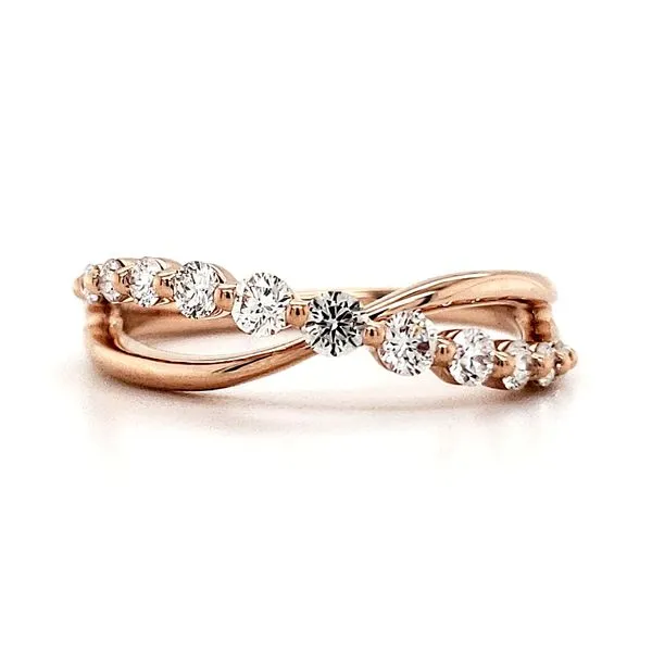 14K Rose Gold Diamond Criss-Cross Infinity Band Quality Gem LLC Bethel, CT