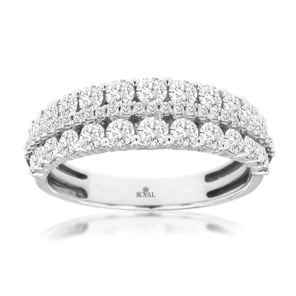14K White Gold Triple Row Diamond Band Quality Gem LLC Bethel, CT