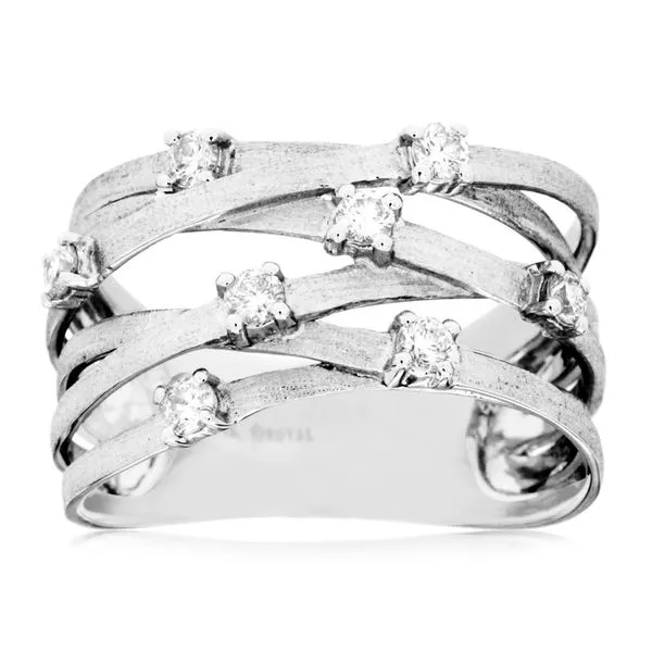 14K White Gold Brush Crisscross Multi Row Diamond Band Quality Gem LLC Bethel, CT