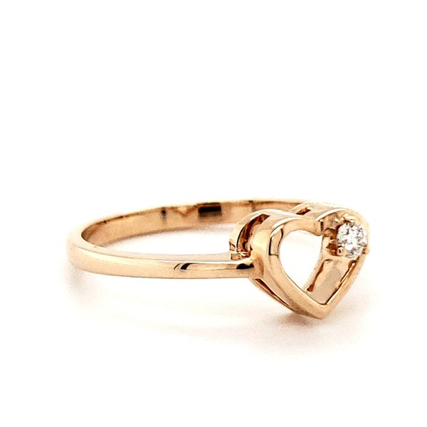 14K Rose Gold Diamond Open Heart Ring Image 2 Quality Gem LLC Bethel, CT