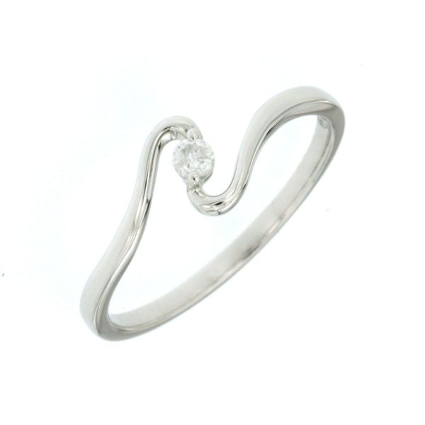 14K White Gold Single Diamond Swirl Ring Image 3 Quality Gem LLC Bethel, CT