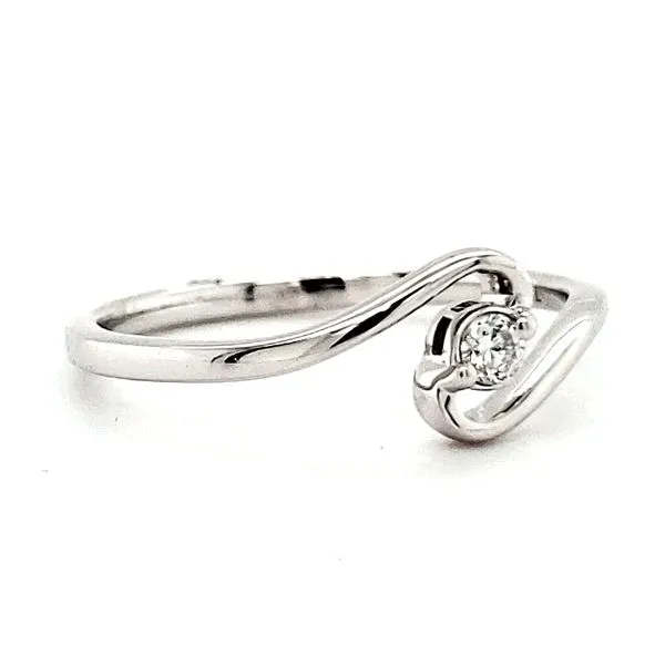 14K White Gold Single Diamond Swirl Ring Quality Gem LLC Bethel, CT