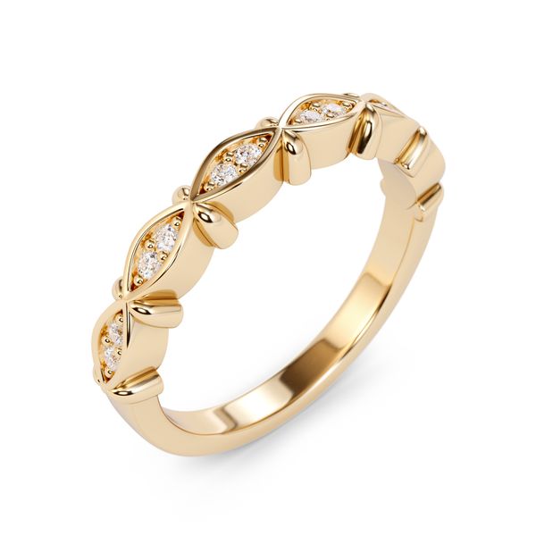 14 Karat Yellow Scallop Diamond Fashion Ring Image 3 Quality Gem LLC Bethel, CT