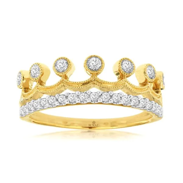 14K Yellow Gold Milgrain Diamond Crown Ring Quality Gem LLC Bethel, CT