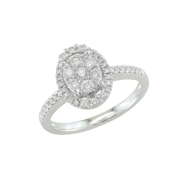 14K White Gold Oval Halo Cluster Ring Size 7 Quality Gem LLC Bethel, CT