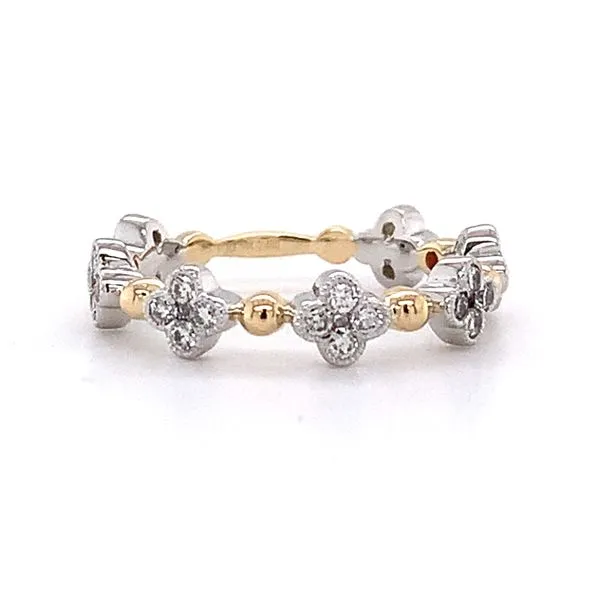 14K White & Yellow Gold Quatrefoil Diamond Band Size 6 Quality Gem LLC Bethel, CT