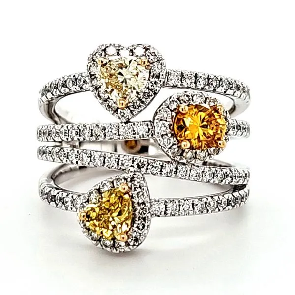 14K White Gold Fancy Colored and White Diamond Highway Ring Size 6.75 Quality Gem LLC Bethel, CT