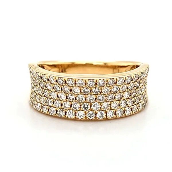 14K Yellow Gold 5 Row Pave Diamond Ring Size 7 Quality Gem LLC Bethel, CT