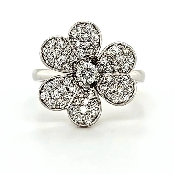14K White Gold Pavé Diamond Flower Ring Quality Gem LLC Bethel, CT