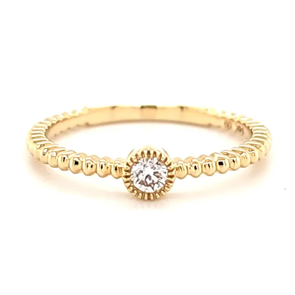 14K Yellow Gold Beaded Band and Bezel Diamond Ring Size 6.5 Quality Gem LLC Bethel, CT