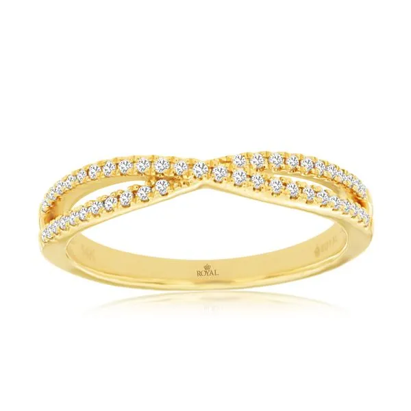 14K Yellow Gold Diamond Crossover Ring Size 6.75 Quality Gem LLC Bethel, CT