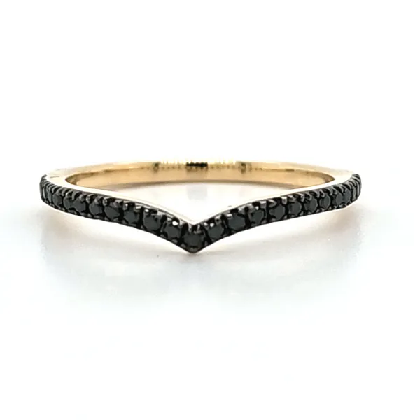 14K Yellow Gold Black Diamond Chevron Ring Size 6.75 Quality Gem LLC Bethel, CT