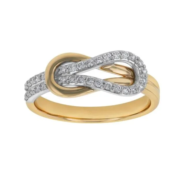 14K Two Tone Diamond Love Knot Ring Size 7 Quality Gem LLC Bethel, CT
