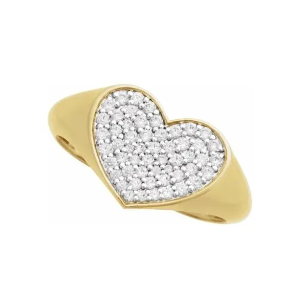14K Yellow Gold Diamond Heart Ring Size 7 Image 2 Quality Gem LLC Bethel, CT