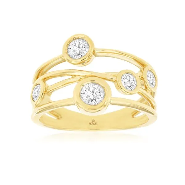 14K Yellow Gold Diamond Bezel Hiway Ring Size 7 Quality Gem LLC Bethel, CT