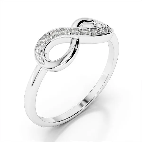 14K White Gold Infinity Diamond Ring Size 6.75 Image 2 Quality Gem LLC Bethel, CT