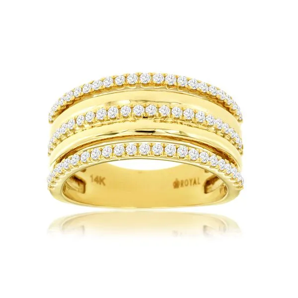 14K Yellow Gold Alternating 5 Row Diamond Band Ring Size 7 Quality Gem LLC Bethel, CT