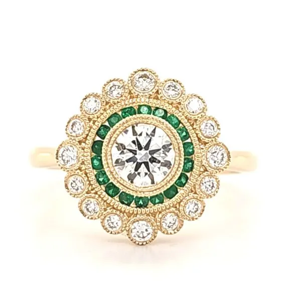 14K Yellow Gold Diamond and Emerald Ring Size 6.5 Quality Gem LLC Bethel, CT