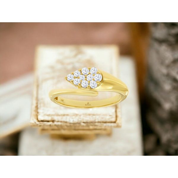 14K Yellow Gold Diamond Bypass Ring Size 6.75 Image 2 Quality Gem LLC Bethel, CT