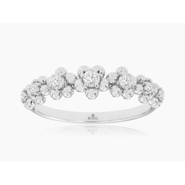 14K White Gold Graduated Flower Diamond Ring Size 6.75 Quality Gem LLC Bethel, CT