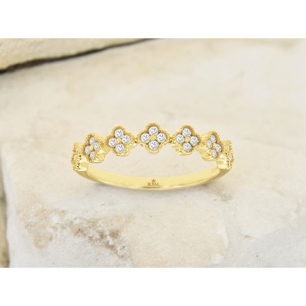 14K Yellow Gold Beaded Quatrefoil Ring Size 6.75 Image 2 Quality Gem LLC Bethel, CT