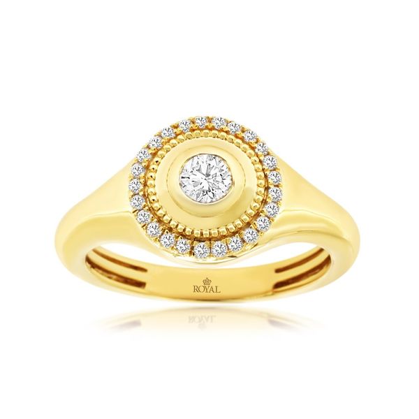 14K Yellow Gold Diamond Halo Signet Ring Size 7 Quality Gem LLC Bethel, CT