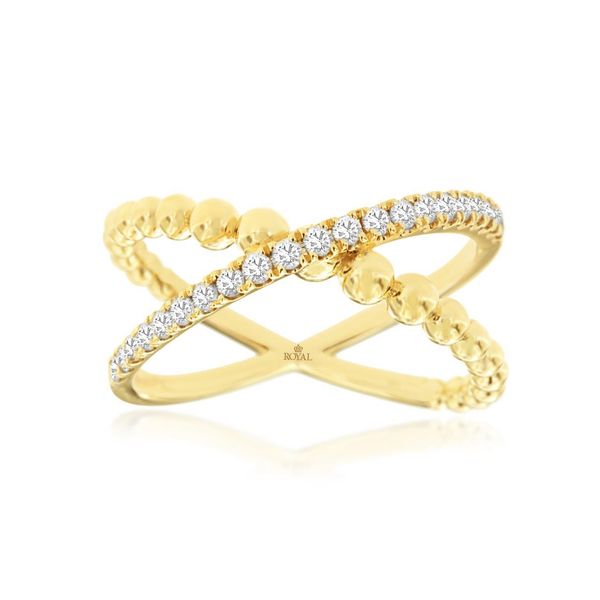 14K Yellow Gold Beaded Crossover Diamond Ring Size 6.75 Quality Gem LLC Bethel, CT
