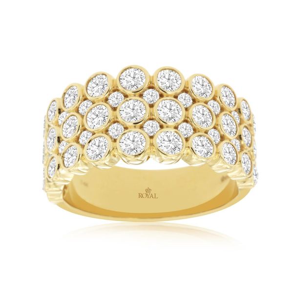 14K Yellow Gold 3 Row Bezel Diamond Ring Size 7 Quality Gem LLC Bethel, CT