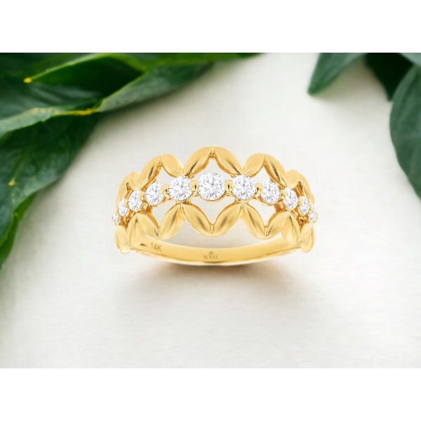 14K yellow Gold Diamond Zig Zag Ring Size 6.75 Image 2 Quality Gem LLC Bethel, CT