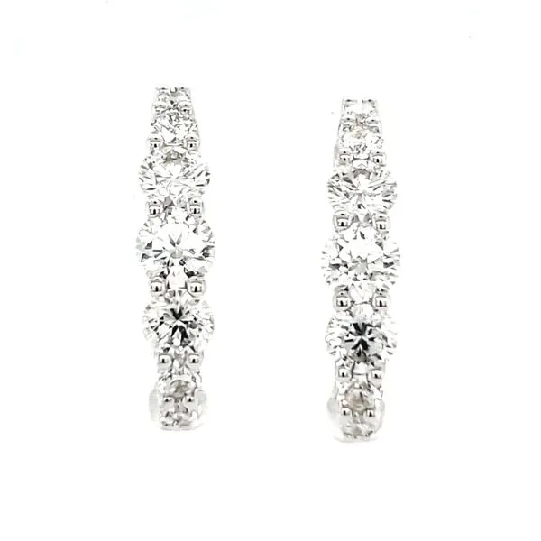 18K White Gold Graduated Diamond Hoop Earrings Quality Gem LLC Bethel, CT