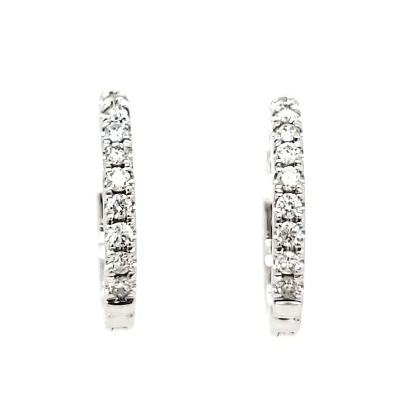 14K White Gold Diamond Hoop Earrings Image 2 Quality Gem LLC Bethel, CT