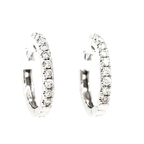 14K White Gold Diamond Hoop Earrings Quality Gem LLC Bethel, CT