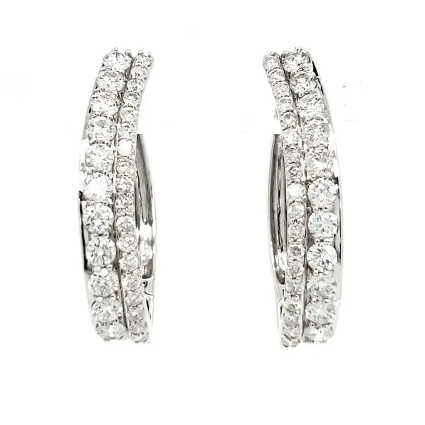 14K White Gold Swirl Diamond Hoop Earrings Quality Gem LLC Bethel, CT