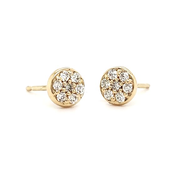 14K Yellow Gold Round Cluster Diamond Stud Earrings Image 2 Quality Gem LLC Bethel, CT