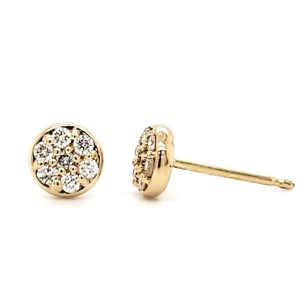 14K Yellow Gold Round Cluster Diamond Stud Earrings Image 3 Quality Gem LLC Bethel, CT
