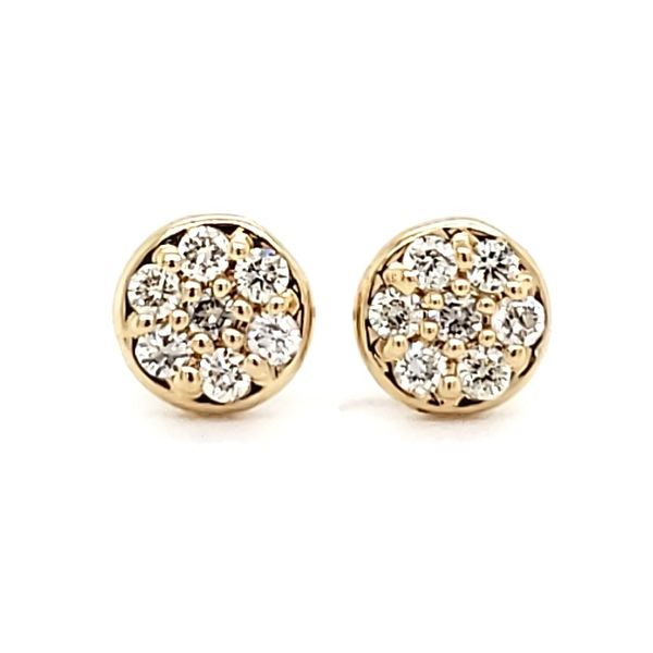 14K Yellow Gold Round Cluster Diamond Stud Earrings Quality Gem LLC Bethel, CT